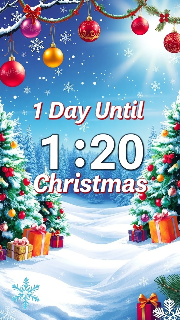 Christmas Countdown Wallpaper Christmas countdown wallpaper with snowy scene, trees, and